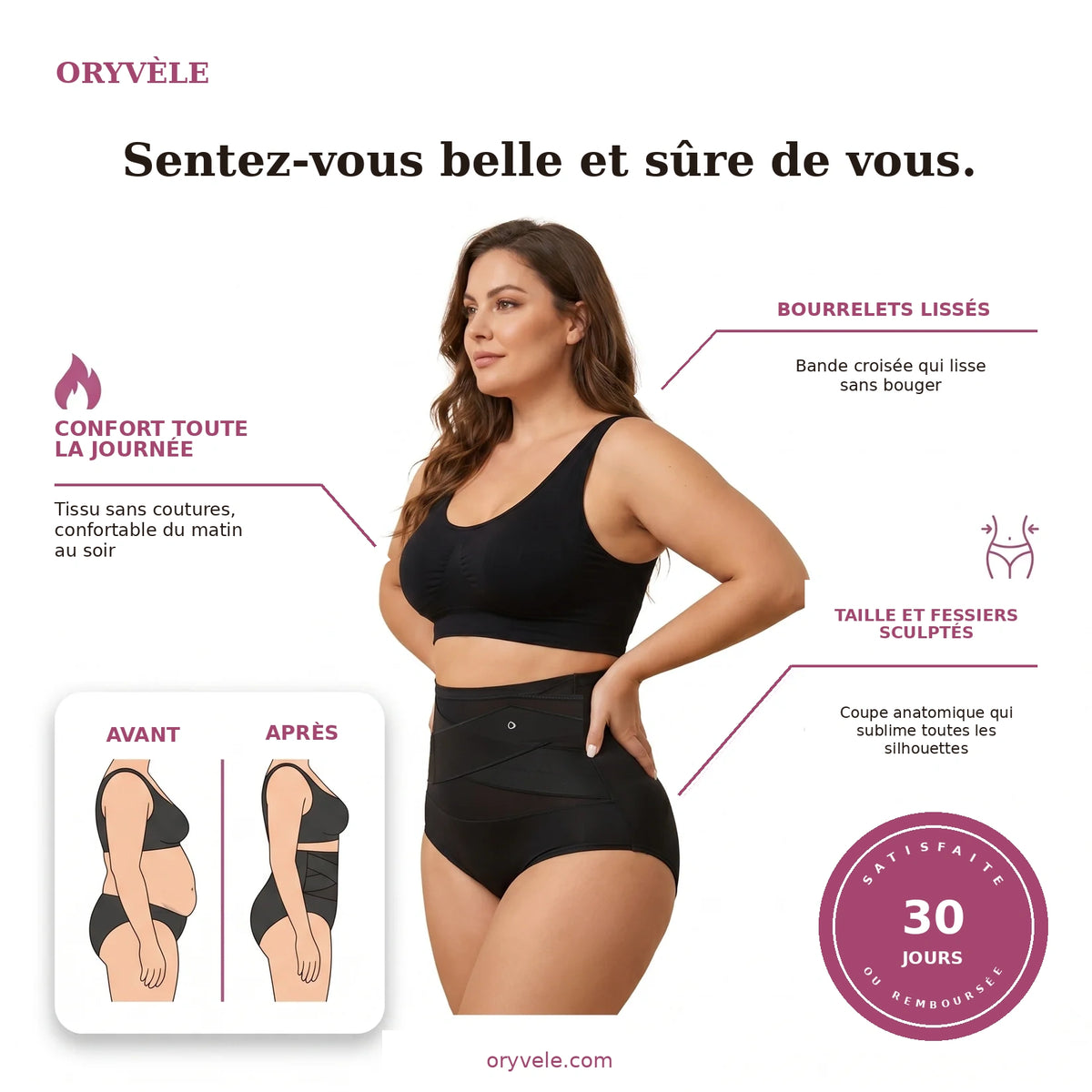 Culotte gainante taille haute avec maintien du ventre sans coutures